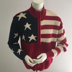 Mountain Lake Cardigan Sweater Stars N Stripes Med